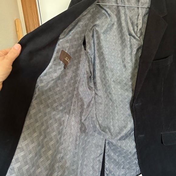 Tasso elba men’s cotton blue blazer with elbow pads to button closure - Picture 5 of 13